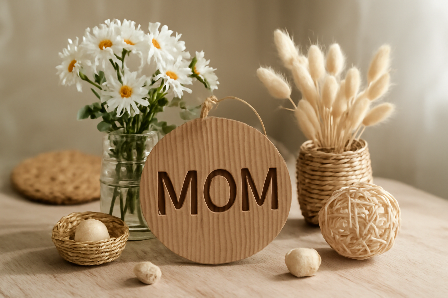 Anyák napi dekoráció természetes alapanyagokból